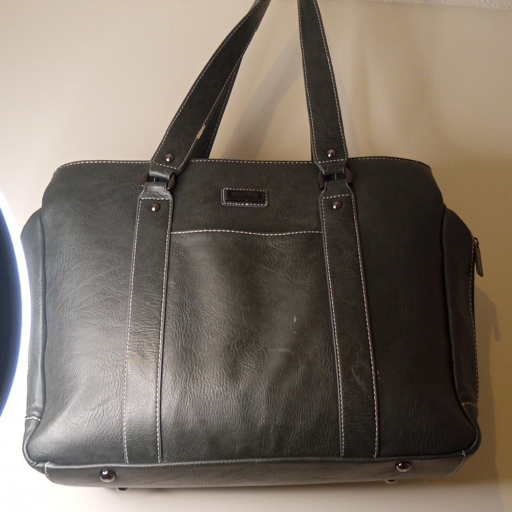 Kenneth Cole Reaction Gray Leather Briefcase